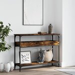 vidaXL Table console avec étagère chêne fumé 100x29x75 cm