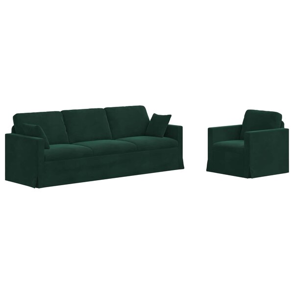 vidaXL Ensemble de Canapés 2 Pièces Vert foncé 228 x 78 x 80 cm Velours