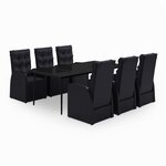 vidaXL Ensemble à manger de jardin avec coussins 7 Pièces Noir