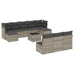 vidaXL Salon de jardin 11 Pièces avec coussins gris clair résine tressée