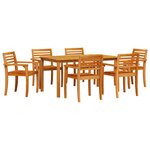 vidaXL Ensemble de salle à manger pour jardin 7 Pièces Marron
