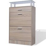 vidaXL Meuble à chaussures avec tiroir et plateau en verre Bois
