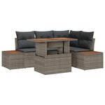 Ensemble de Canapé de Jardin vidaXL de 5 Pièces avec Coussins en Rotin Polygris
