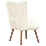 vidaXL Chaise de relaxation avec repose-pied Blanc crème Velours