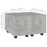 vidaXL Table basse gris béton 60x60x38 cm bois d'ingénierie