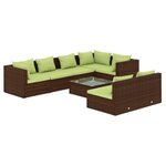 vidaXL Salon de jardin avec coussins 8 Pièces marron résine tressée