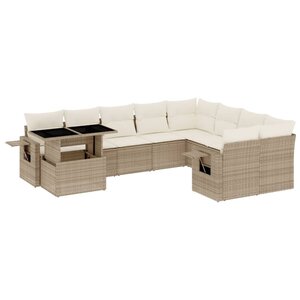 vidaXL Salon de jardin avec coussins 10 Pièces beige résine tressée