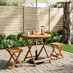 vidaXL Table de jardin pliante Naturel Ø70 x 75 cm