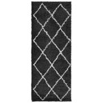 vidaXL Tapis shaggy à poils longs moderne noir et crème 80x200 cm