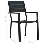 vidaXL Chaises de jardin lot de 4 Noir PEHD Aspect de bois