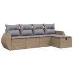 vidaXL Salon de jardin avec coussins 5Pièces mélange beige résine tressée