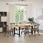 vidaXL Table à manger marron clair bois de chêne massif ovale