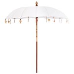 vidaXL Parasol balinais Crème (210-220) x 260 cm Coton et bois massif