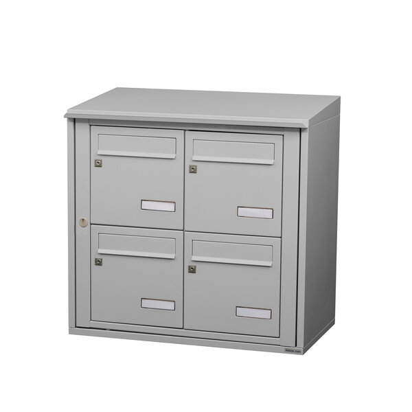 Bloc collectif Leabox 2x2  grade 3  simple face  extérieur  fixation murale  gris clair ral 7035 finition brillante