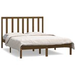 vidaXL Cadre de lit Marron miel Bois de pin massif 140x190 cm