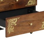 vidaXL Table de chevet Marron miel avec motifs dorés Bois de manguier massif