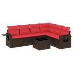 vidaXL Salon de jardin avec coussins 7 Pièces marron résine tressée