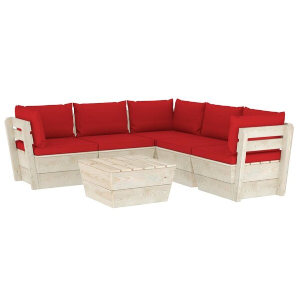 vidaXL Salon de jardin palette 6 Pièces avec coussins bois d'épicéa