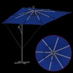 vidaXL Parasol banane à mât déporté Bleu 249 x 249 x 250 cm
