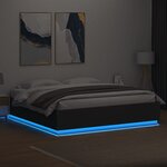 vidaXL Cadre de lit avec lumières LED noir 180x200 cm bois ingénierie