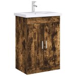 vidaXL Meuble sous lavabo de salle de bain Chêne fumé