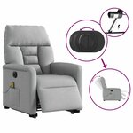 vidaXL Fauteuil inclinable de massage électrique Gris clair Tissu