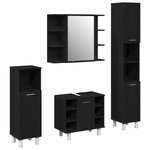 vidaXL Ensemble de mobilier de salle de bain avec étagère 4 Pièces Noir