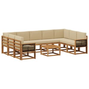 vidaXL Ensemble de canapés d'extérieur 10 pc Naturel et Beige
