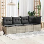 vidaXL Canapé de jardin et coussins 4 places gris clair résine tressée