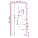 vidaXL Buffet haut Chêne fumé 69 5x34x180 cm Bois d'ingénierie