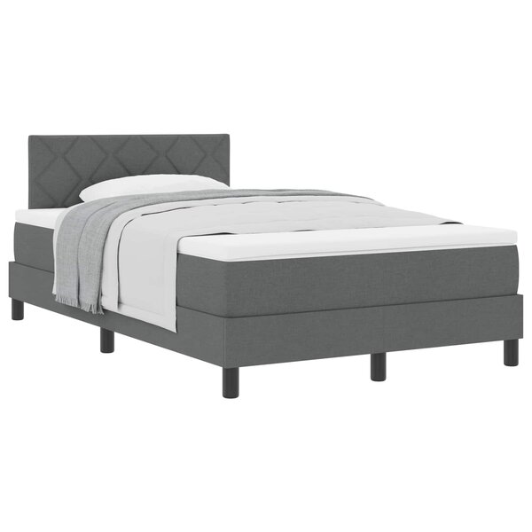 vidaXL Lit à ressorts avec matelas Gris foncé 120 x 190 cm tissu