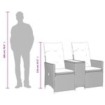 vidaXL Canapé de jardin inclinable 2 places avec table gris poly rotin