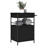 vidaXL Chariot de cuisine noir 56x43x89 5 cm bois d'ingénierie