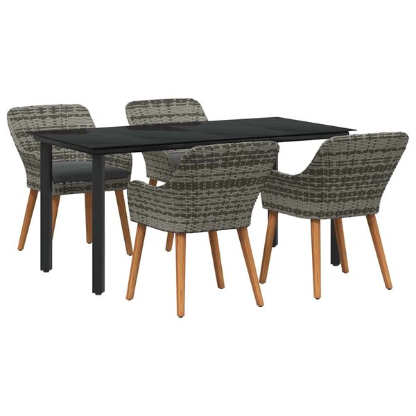 vidaXL Ensemble de mobilier de jardin 5 pièces en poly rotin gris