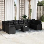 vidaXL Ensemble de canapé de jardin 11 Pièces Noir Poly rotin