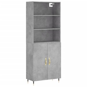 vidaXL Buffet haut Gris béton 69 5x34x180 cm Bois d'ingénierie