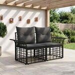 vidaXL Loveseat d'extérieur 2 Pièces Noir et Gris foncé polyrotin