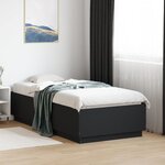 vidaXL Cadre de lit avec lumières LED noir 75x190 cm bois d'ingénierie