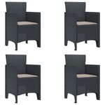 vidaXL Chaises de jardin avec coussins 4 Pièces Anthracite Standard