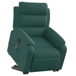 vidaXL Fauteuil inclinable de massage électrique Vert foncé Tissu