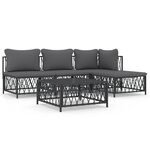 vidaXL Salon de jardin avec coussins 5 Pièces anthracite acier