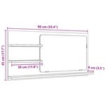vidaXL Armoire de salle de bain avec miroir en chêne noir 90 x 11 x 45 cm Bois d'ingénierie
