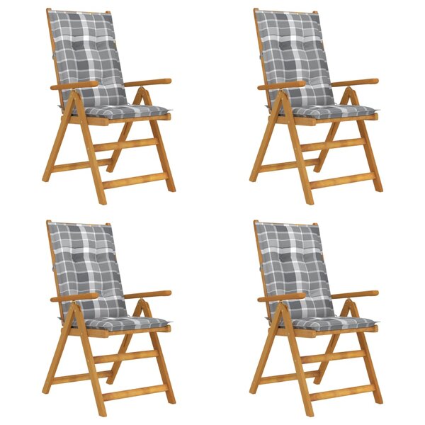 vidaXL Chaises inclinables de jardin 4 Pièces avec coussins Bois d'acacia