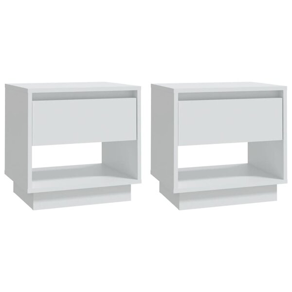 vidaXL Tables de chevet 2 Pièces Blanc 45x34x44 cm bois d'ingénierie