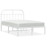 vidaXL Cadre de lit métal sans matelas et tête de lit blanc 120x190 cm