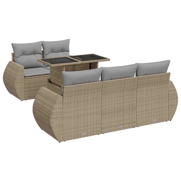 vidaXL Salon de jardin avec coussins 6 Pièces beige résine tressée