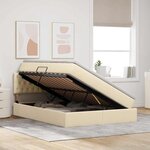 vidaXL Lit de rangement LED avec matelas Crème 140 x 190 cm Tissu