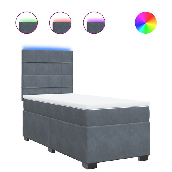 vidaXL Sommier à lattes de lit et matelas Gris foncé 80x200 cm Velours
