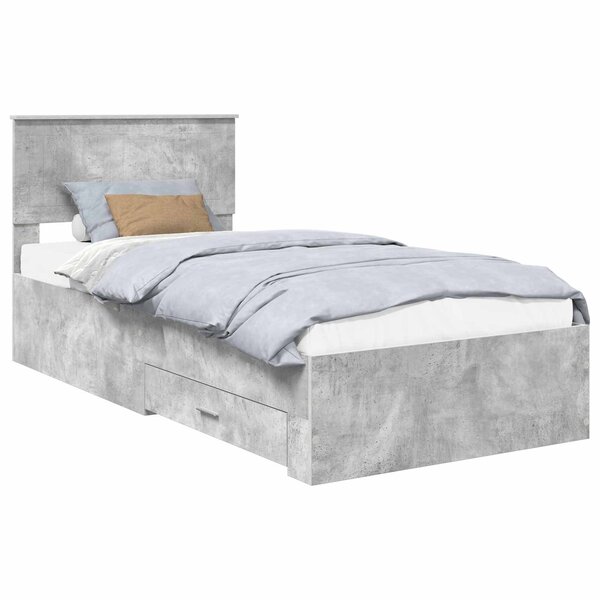 vidaXL Cadre de lit Gris béton 90 x 200 cm Bois d'ingénierie