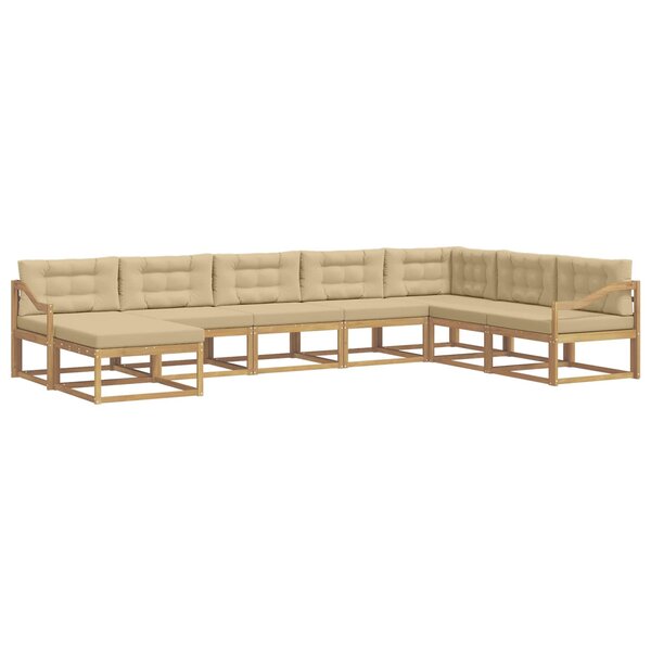 vidaXL Ensemble de canapés d'extérieur 8 Pièces Blanc et Beige